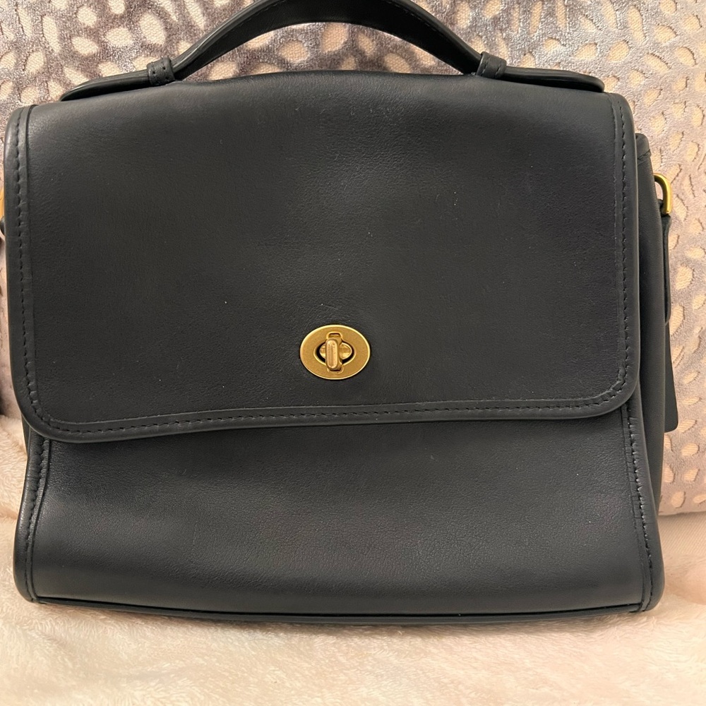 Vintage leather Coach top handle purse